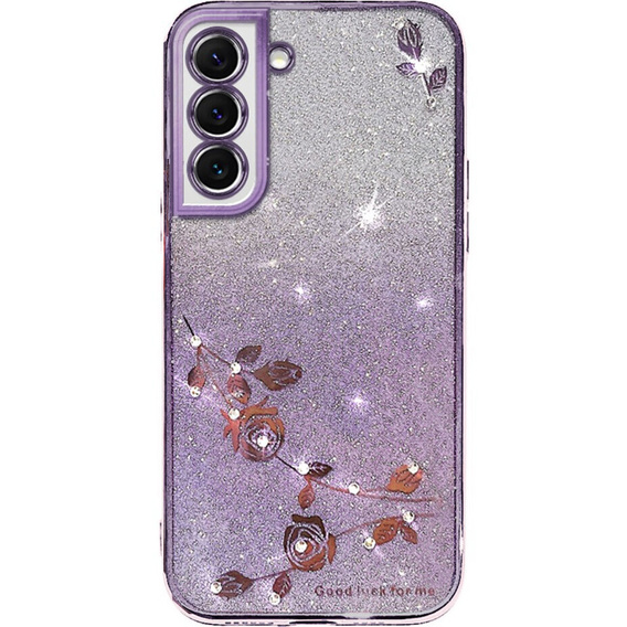 Чехол для Samsung Galaxy S22, Glitter Flower, фиолетовый