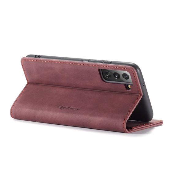 Чехол CASEME для Samsung Galaxy S22+ Plus 5G, Leather Wallet Case, красный