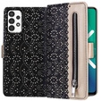 чехол-крышка для Samsung Galaxy A52 / A52s, Wallet Pocket Zipper Lace, чёрный