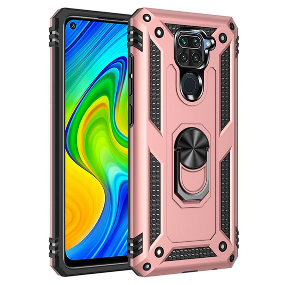 Броньований Чoхол до Xiaomi Redmi Note 9, Nox Case Ring, рожевий rose gold