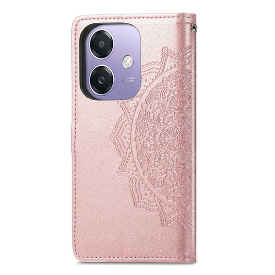 Откидной чехол для Oppo A40 / Oppo A40m, Mandala, розовый rose gold