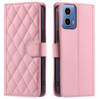 чехол-крышка для Motorola Moto G24 / G24 Power / G04, Rhombus Crossbody Leather, розовый rose gold