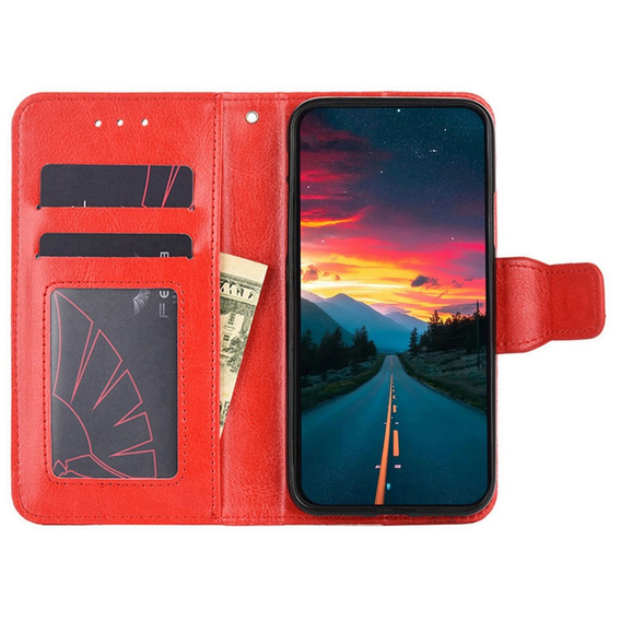 Откидной чехол для TCL 305i, PU Leather Wallet Case, красный