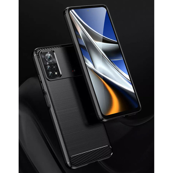 Чехол до Xiaomi Poco M4 Pro 4G, Carbon, чёрный