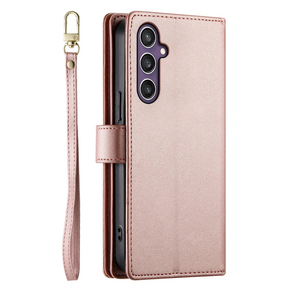 Откидной чехол для Samsung Galaxy S25+ Plus, Wallet Zipper Pocket, розовый