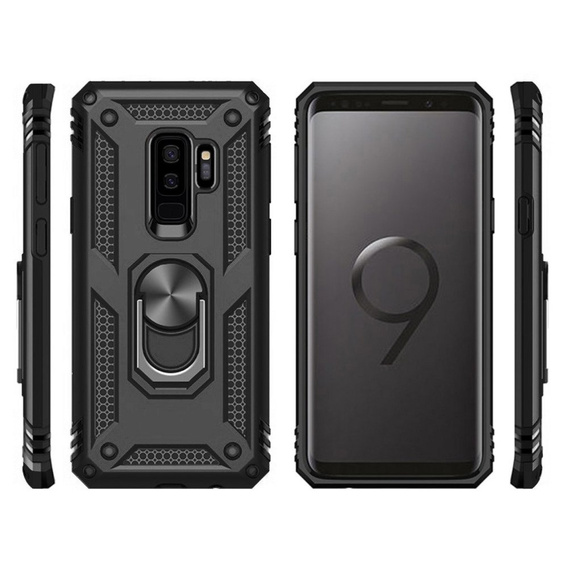 Бронированный Чехол до Samsung Galaxy S9+ Plus, Nox Case Ring, чёрный