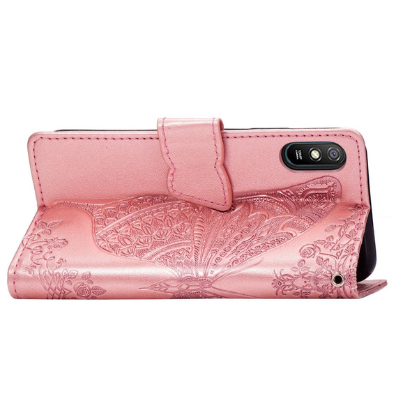 Чохол-книжка для Xiaomi Redmi 9A, Butterfly, рожевий rose gold