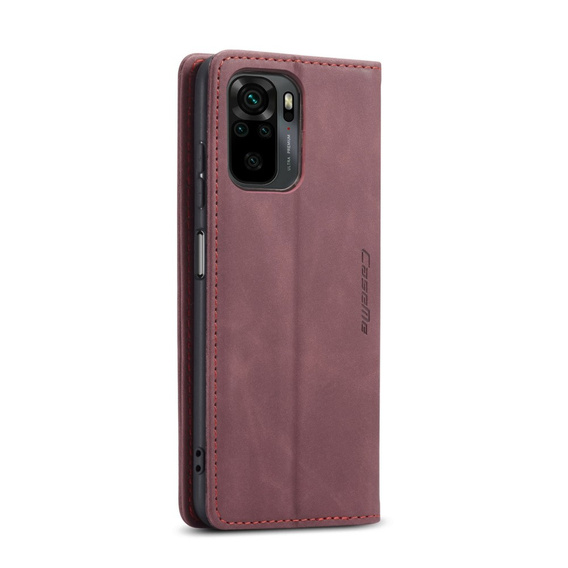 Чехол CASEME для Xiaomi Redmi Note 10 / 10S, Leather Wallet Case, бордовый