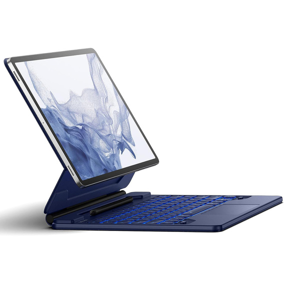Чехол-клавиатура для Samsung Galaxy Tab S10+/ S9+/ S8+/ S7+/ S7 FE, Dexnor Magnetic Keyboard Touchpad, синий