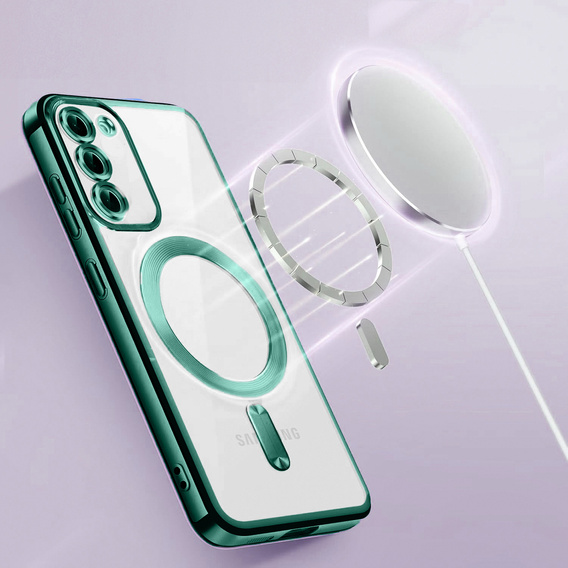 Чехол для Samsung Galaxy S23, Electro MagSafe, зелёный + стекло для экрана