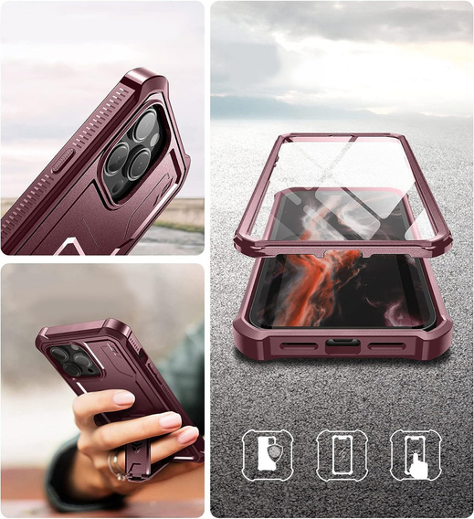 Броньований чохол для iPhone 14 Pro Max, Dexnor Full Body, червоний