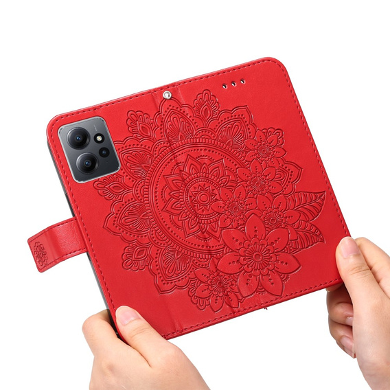 Откидной чехол для Xiaomi Redmi Note 12 4G, Mandala Flower, красный