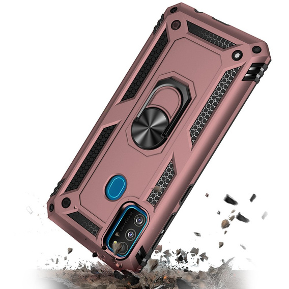 Бронированный Чехол до Samsung Galaxy M21, Nox Case Ring, розовый rose gold