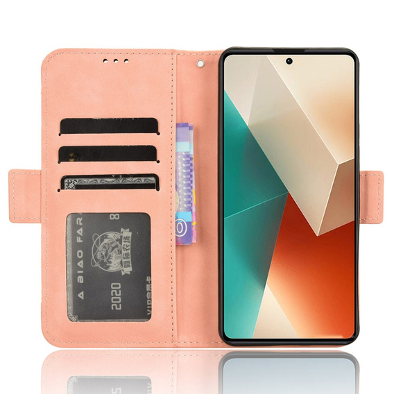 Футляр з клапаном для Xiaomi Redmi Note 13 5G, Card Slot, рожевий