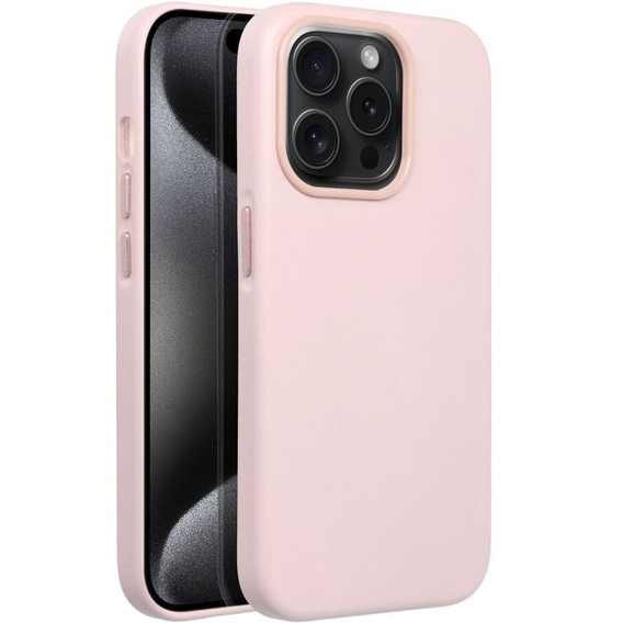 Кожаный чехол Mag Cover для iPhone 15 Pro, розовый