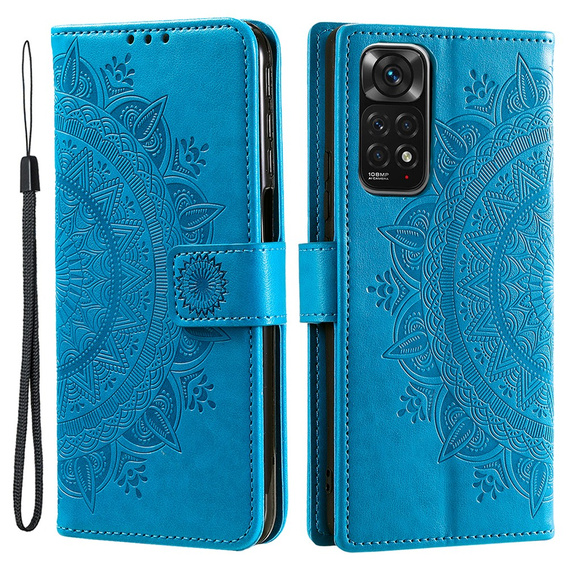 Откидной чехол для Xiaomi Redmi Note 11/11S, Mandala, синий