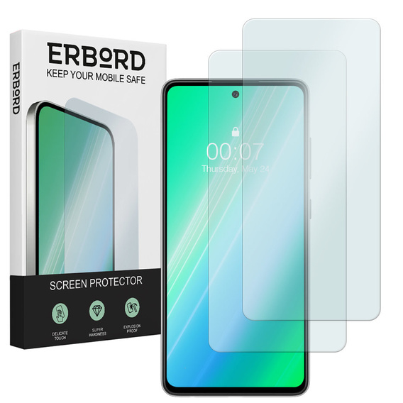 2x Загартоване скло для Samsung Galaxy A53 5G, ERBORD 9H Hard Glass на екрані