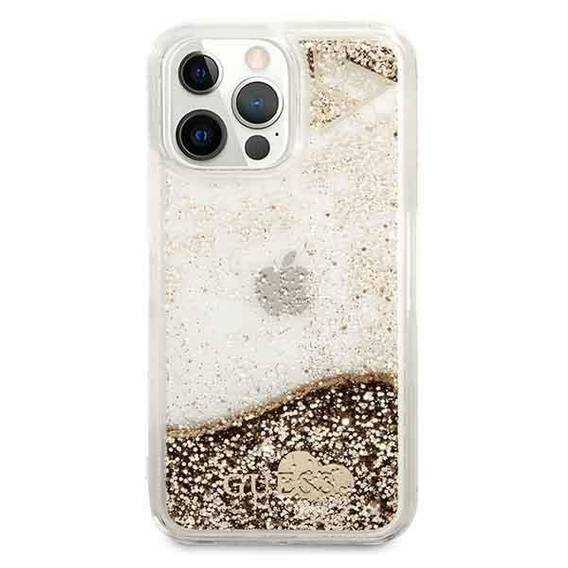 Чехол GUESS до iPhone 14 Pro, Liquid Glitter Charm Hardcase, золотой