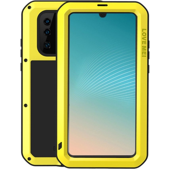 Чехол Love Mei до Huawei P30 Pro, armored with glass, желтый / черный