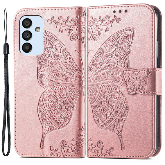 Откидной чехол для Samsung Galaxy M23 5G / M13, Butterfly, розовый rose gold