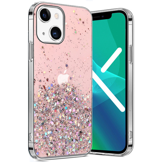 Чехол до iPhone 13, Glittery, розовый