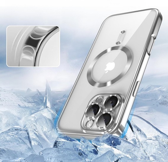 Чохол для iPhone 12 Pro, Electro MagSafe, сріблястий + Скло на екран