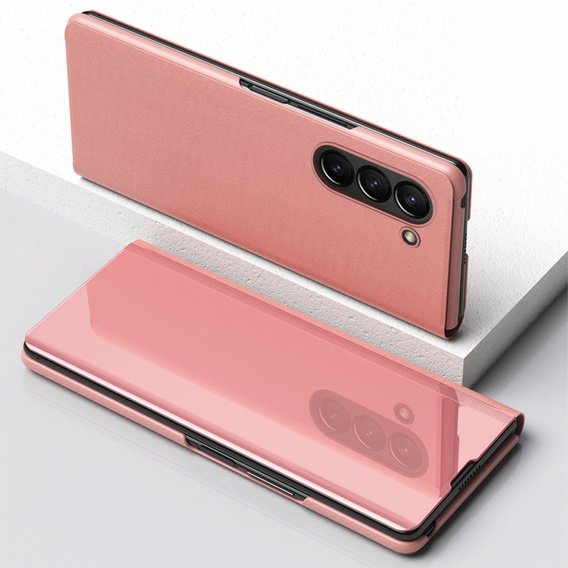 Чoхол до Samsung Galaxy Z Fold 5 5G, Clear View, рожевий rose gold