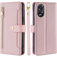 Откидной чехол для Oppo A38 / A18 4G, Wallet Zipper Pocket, розовый