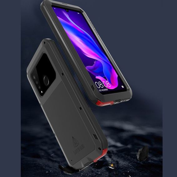 Чехол Love Mei до Huawei P30 Lite/ Nova 4e, armored with glass, чёрный