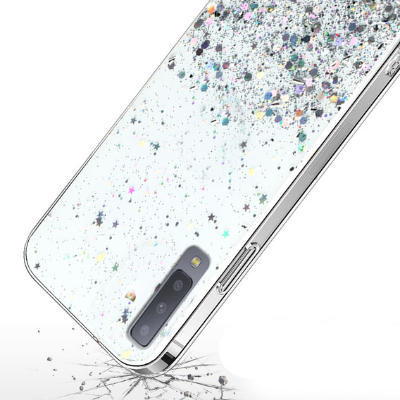 Чехол до Samsung Galaxy A7 2018, Glittery, прозрачный