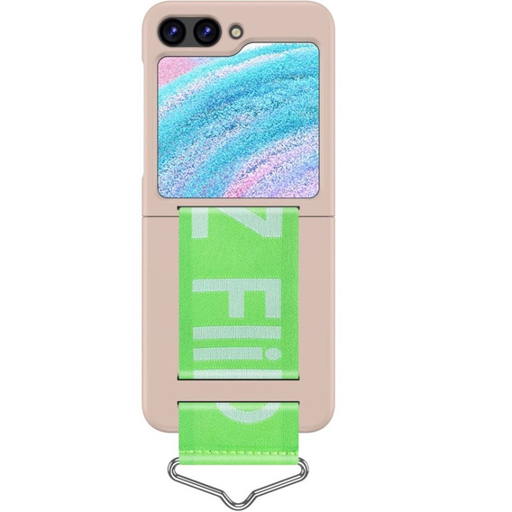 Чехол для Galaxy Z Flip 5, Strap Cover, розовый / зелёный