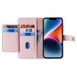 Откидной чехол для iPhone 15, Wallet Zipper Pocket, розовый