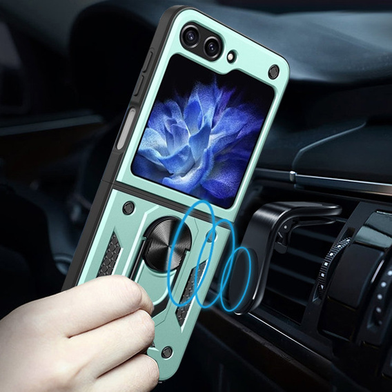 Бронированный Чехол до Samsung Galaxy Z Flip5 5G, Nox Case Ring, зелёный