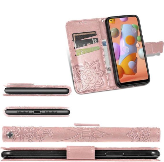 Чохол-книжка для Oppo A40 / Oppo A40m, Butterfly, рожевий rose gold