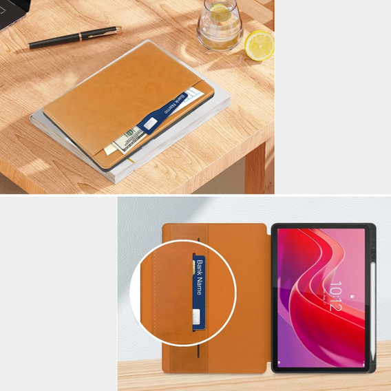 Чохол для Lenovo Tab M11, Business Card and Pen Slot, коричневий