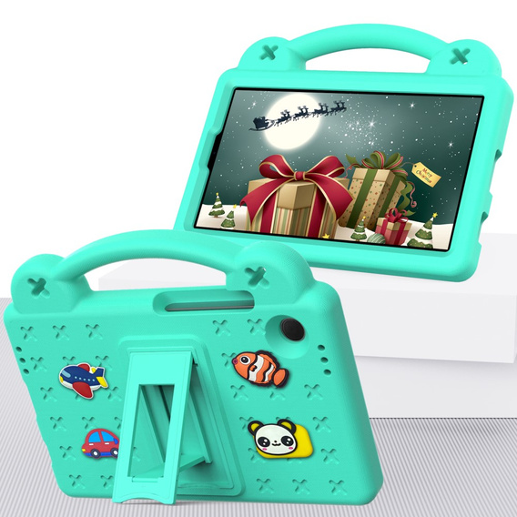 Детский чехол для Samsung Galaxy Tab A9, Cute Patterns, с подставкой, зелёный