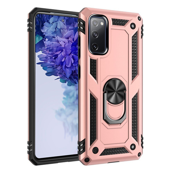 Бронированный Чехол до Samsung Galaxy S20 FE, Nox Case Ring, розовый rose gold