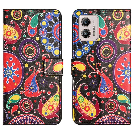 Чохол-книжка для Motorola Moto G53 5G / G23 / G13, Wallet, colorful jellyfish, чорний