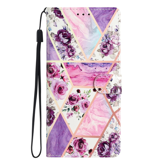 Чохол-книжка для Xiaomi Redmi Note 12S, Wallet, marble & flowers, рожевий