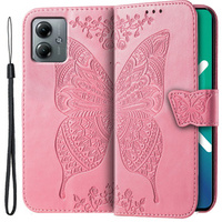 Откидной чехол для Motorola Moto G14, Butterfly, розовый