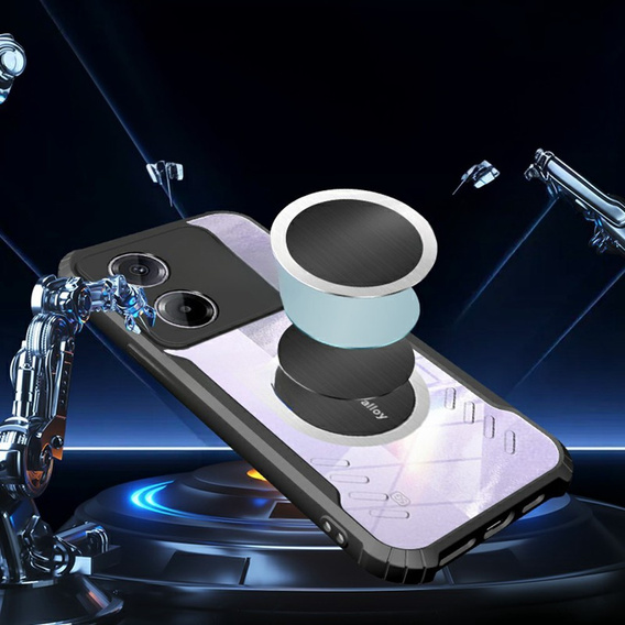 Чехол для Xiaomi Poco M7 Pro 5G, с магнитной пластиной, прозрачный / черный