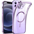 Чехол для iPhone 12, Electro MagSafe, фиолетовый + стекло для экрана