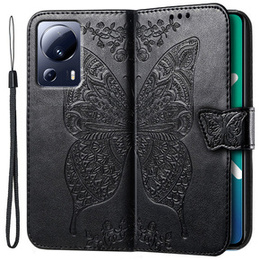 Откидной чехол для Xiaomi 13 Lite, Butterfly, чёрный
