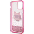 Чехол Karl Lagerfeld до iPhone 12 / 12 Pro, Liquid Glitter Choupette Head, розовый