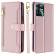 Откидной чехол для Oppo Reno 11F 5G, Wallet Zipper Pocket, розовый