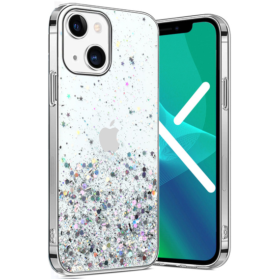 Чехол до iPhone 13 Mini, Glittery, прозрачный