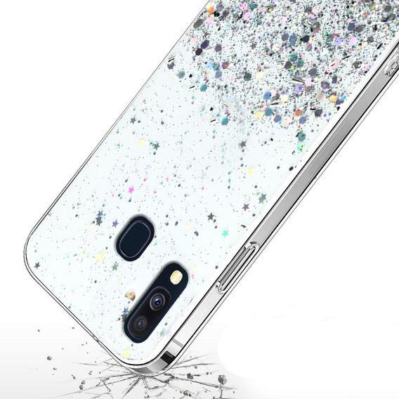 Чехол до Samsung Galaxy A40, Glittery, прозрачный