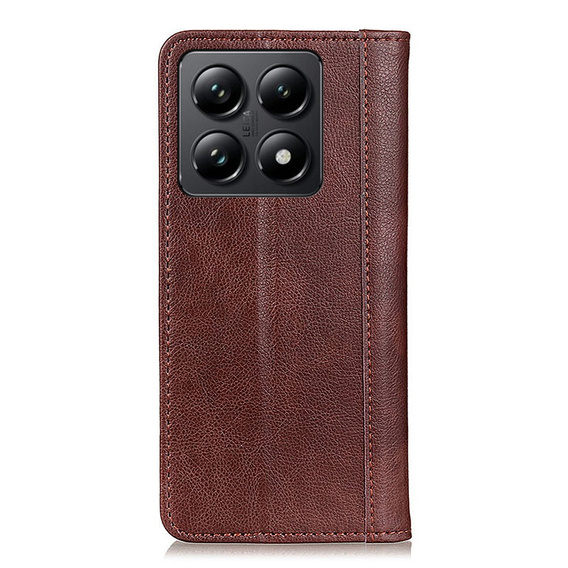 Чехол до Xiaomi 14T, Wallet Litchi Leather, коричневый