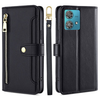 Откидной чехол для Motorola Edge 40 Neo, Wallet Zipper Pocket, чёрный