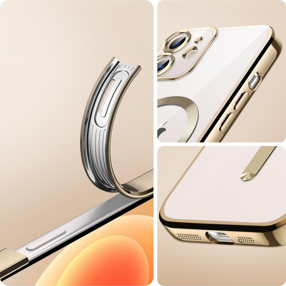 Чохол для iPhone 12, Electro MagSafe, золотий + Скло на екран